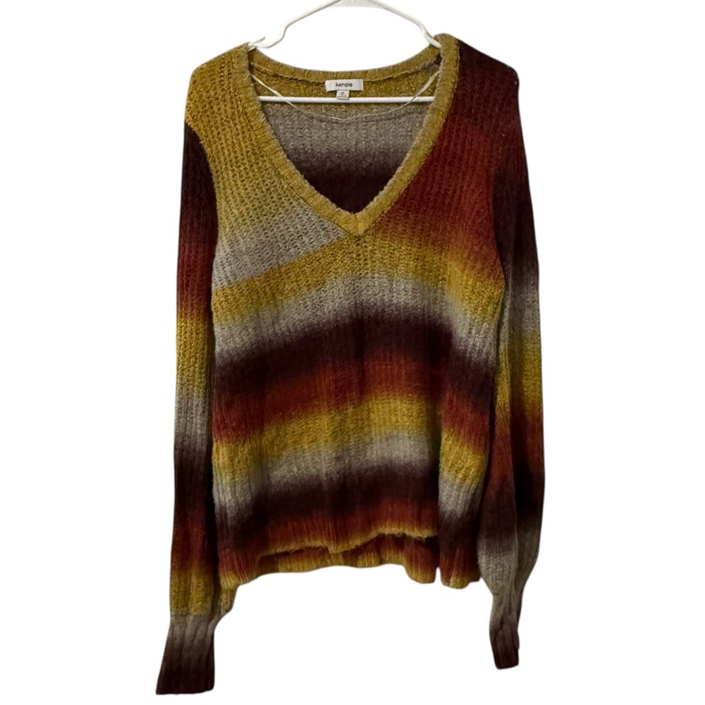 Kensie V-Neck Sweater in Warm Tones Size XL